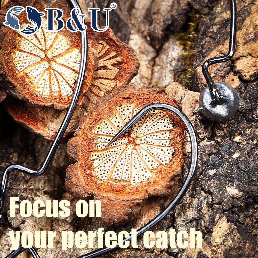 B&U Bass Swing Jig Head Crappie Lure Texas Rigs Fishing Gear Ned Offset Weedless Worm Jigheads Pesca S260305