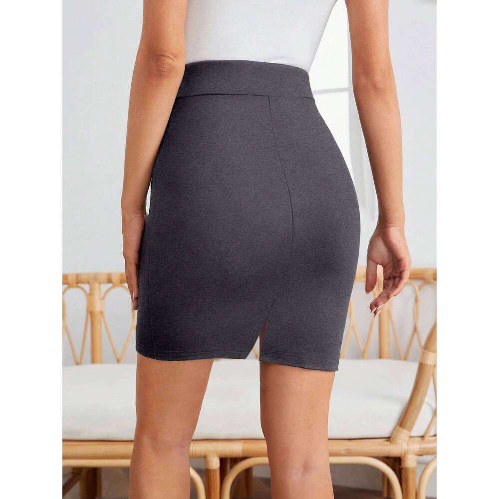 Women's Solid Color Bodycon Mini Skirt - High Waist Wide Elastic Waistband, Stretchy Durable Fabric, Non-See-Through XJ260309