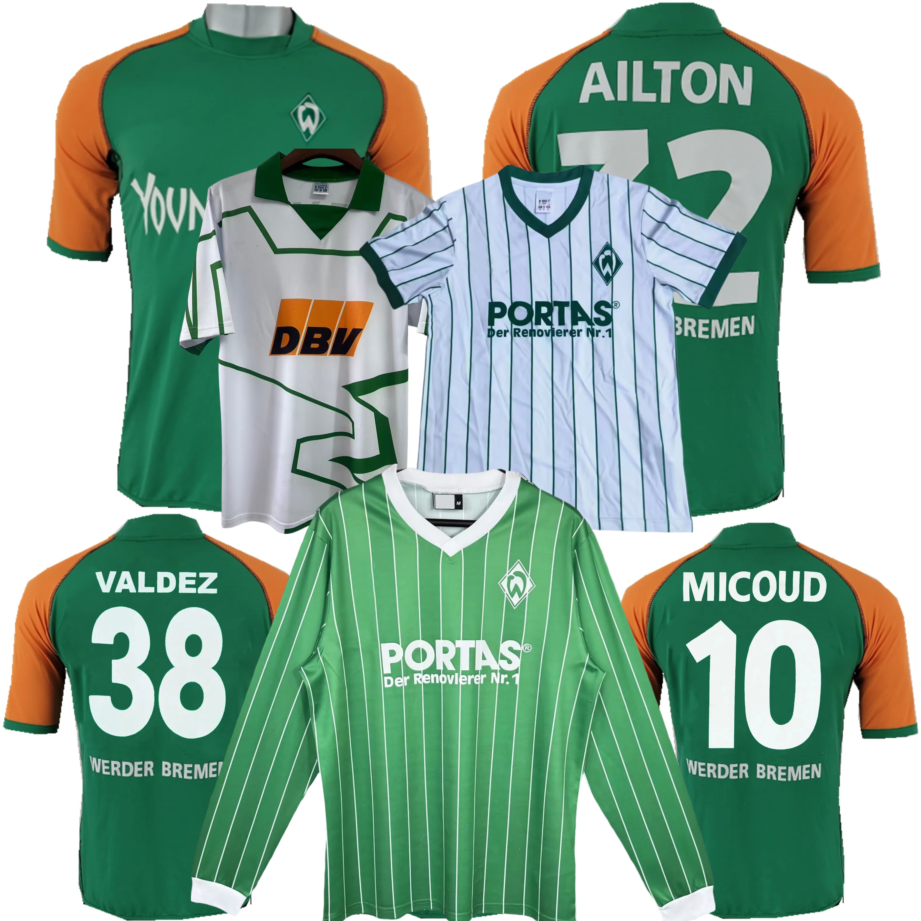1987 1988 1989 1993 1994 1995 1996 1997 2001 2002 2003 2004 SV Werder Bremen soccer jerseys MICOUD HERZOG KLOSE AILTON VALDEZ vintage classic football shirts