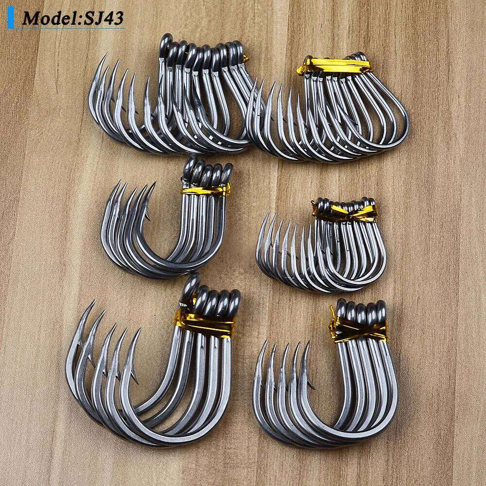 PROBEROS 5/10Pcs Sea Stainless Steel Fishhook Saltwater Fishing Hook 1/0#-13/0# Model Silver JIGGING Hooks SJ43 S260305