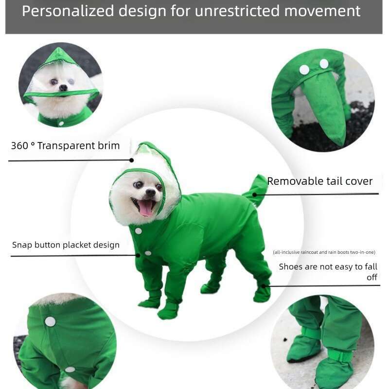 Famous brand Tractionable Four Legged Raincoat Waterproof Full Coverage with Legs for Small Breeds Bichon Teddy Pet Rainy Day Dog Clothes pupakaIK