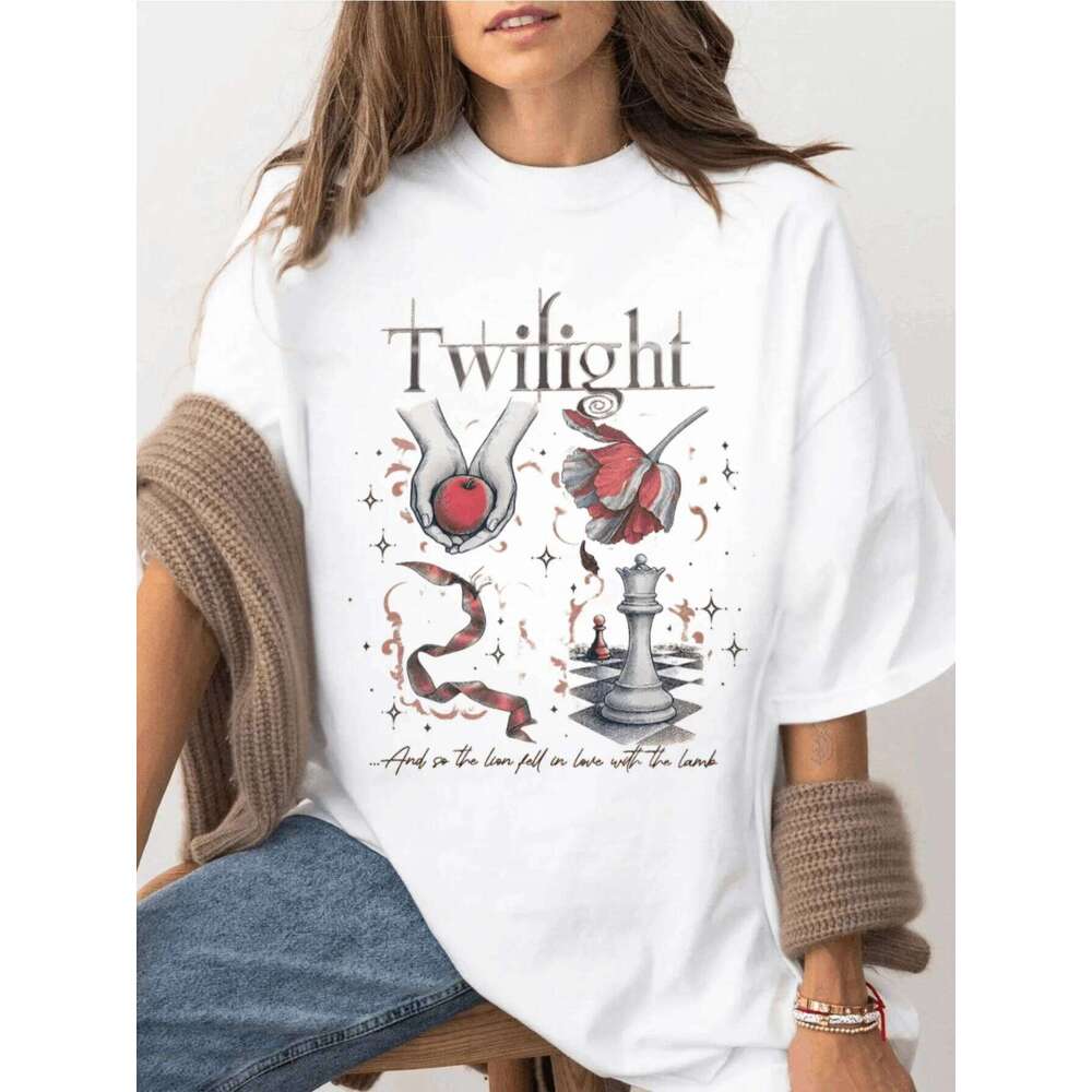 Inspired Book Cover Aesthetic TShirt Twilight Saga Fan Gift Vampires Wolves Romance Unisex Shirt XJ260306