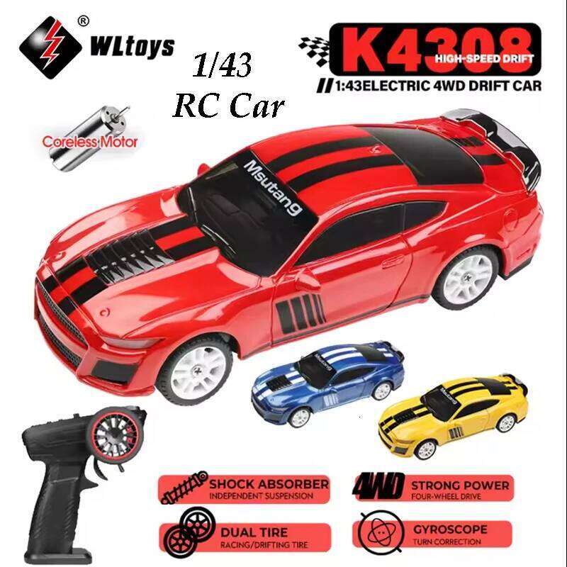 NEW WLtoys K4308 1:43 2.4G RC Drift Racing With LED Lights 4WD Gyroscope High Speed RTR Remote Control Car Toy For Kid Gift C260306