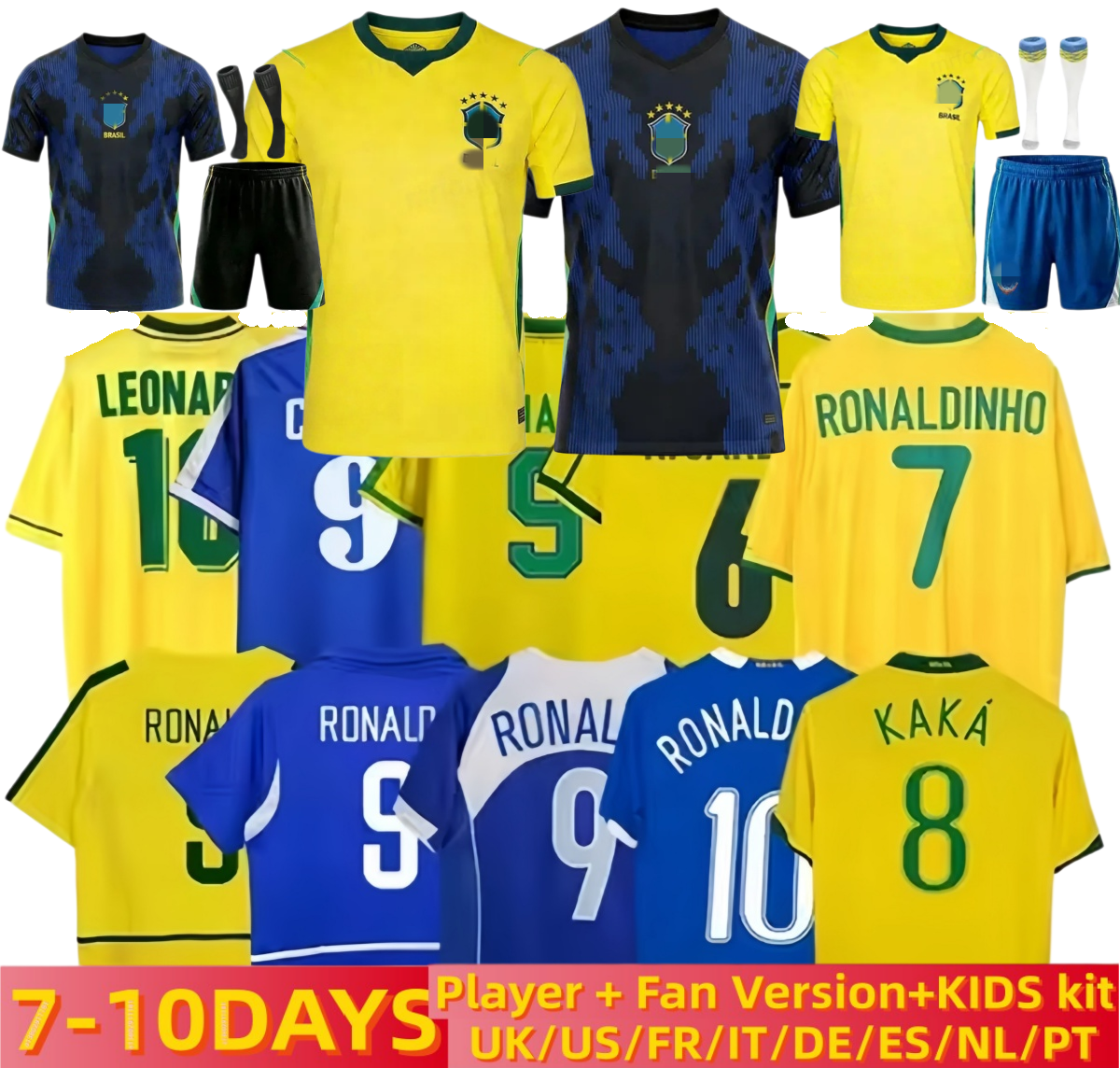 brazil jersey 26 27 Brasil World cup Soccer Jerseys Retro 98 02 04 06 08 10Football tops Shirt VINI JR RODRYGO PELE Vintage NEYMAR Ronaldinho camisa de futebol Kids kit