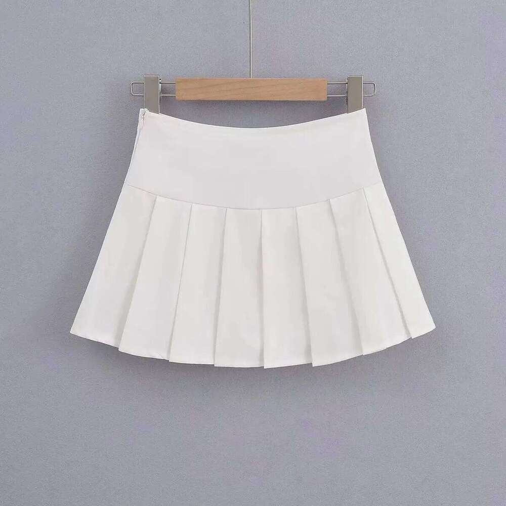 2024 Summer High Waisted Womens Sexy Mini with Shorts Vintage Pleated Skirt White Korean Tennis Skirts Black Khaki XJ260309