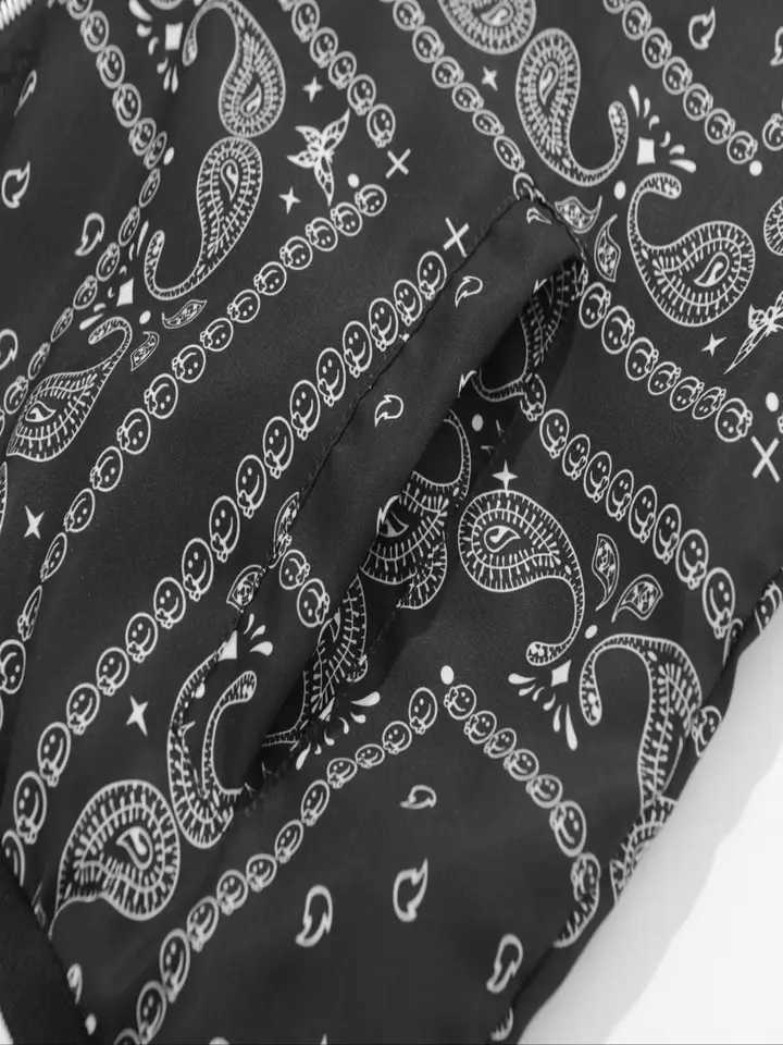 Mens Single-Piece Retro-Style Cashew Flower Splicing Jacket Casual Baseball Home Versatile Fashionable Daily Work Clothing M260309