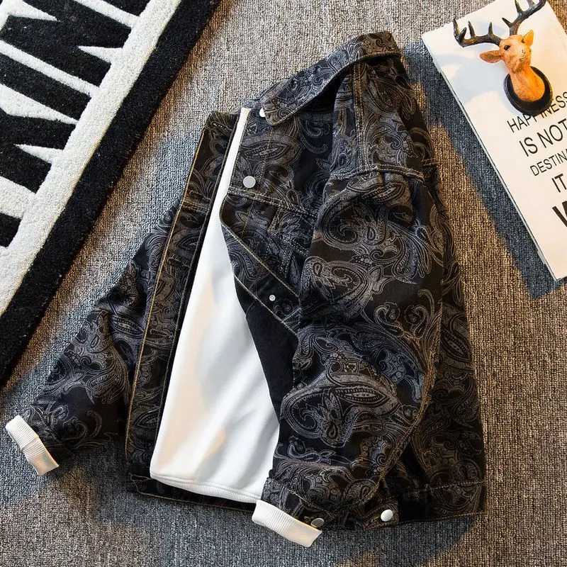 Clothing Cashew Flower Printed Vintage Stylish Retro Jacket for Men Casual Designer and Cotton Fabric Streetwear Jacket M260309