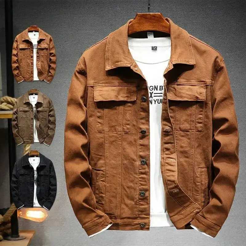 Autumn Jackets Cotton Stretch Slim Denim Jacket Coats Fashion Turn Down Collar Casual Clothes For Men Vintage M260309
