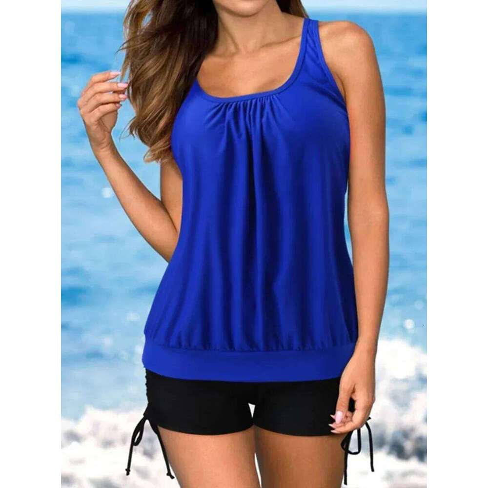 5XL Large Plus Size Swimsuit Women Tankini 2025 Sexy Bikini Two Pieces Set High Waist Swimwear Female Bathing Suit Beach Bathers XJ260206