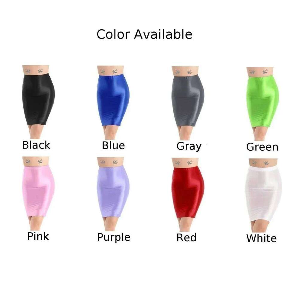 Women Glossy Shiny High Waist Pencil Mini-Skirt Stretchy Bodycon Shirts Clubwear 2023 Fashion Fit A-Line Sexy Tight Skirt XJ260309