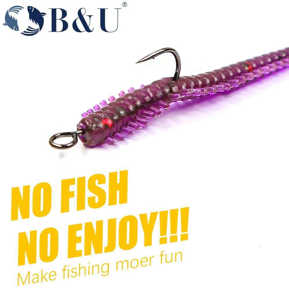 B&U 10PCS Micro Jig Joint Big Eyes Single Barb Fishing hook big ring Carbon Steel tackle Worm Hooks S260305