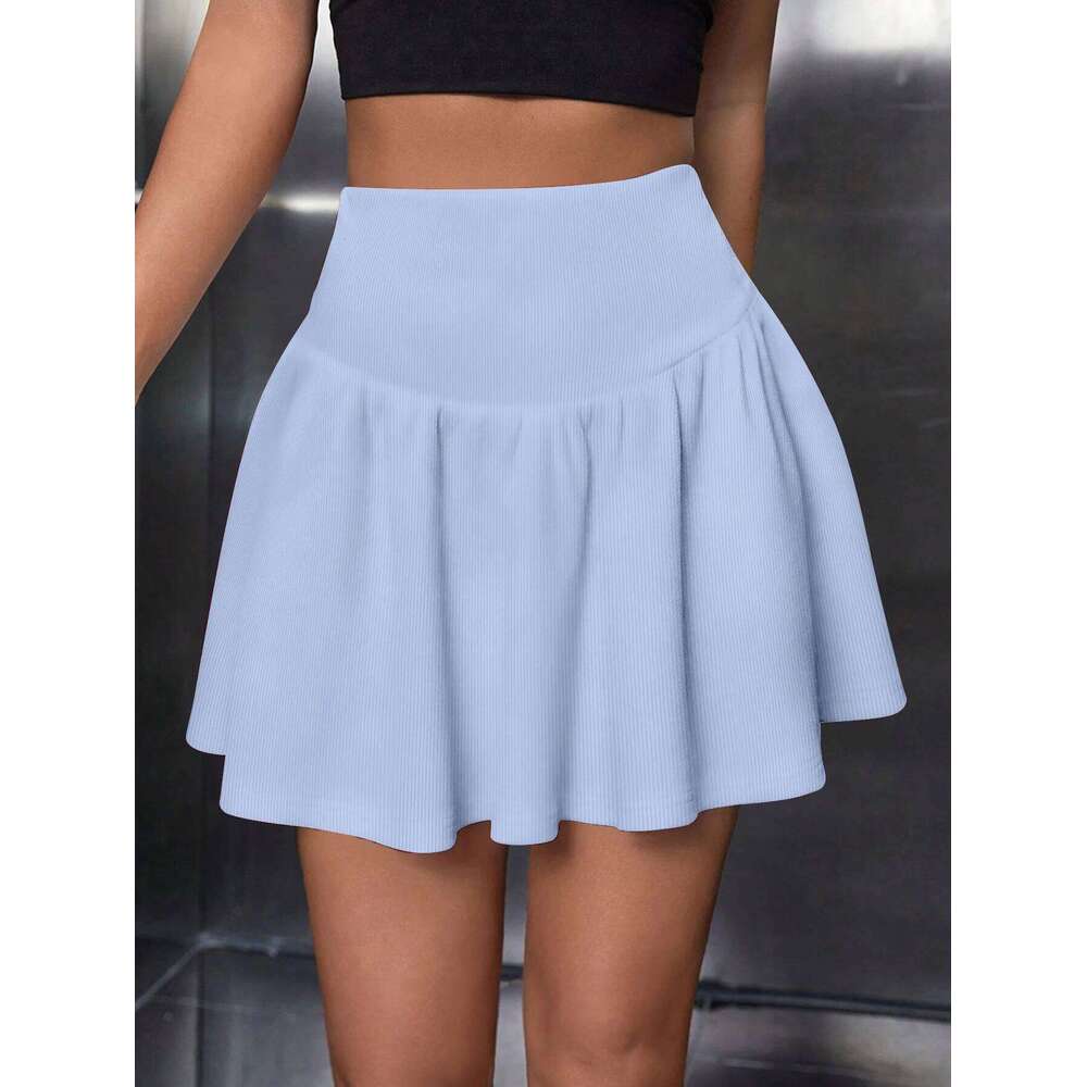 Sexy Halter Short Summer Solid Color Y2K Style Folding Slim High Women's Casual Mini Skirt XJ260309