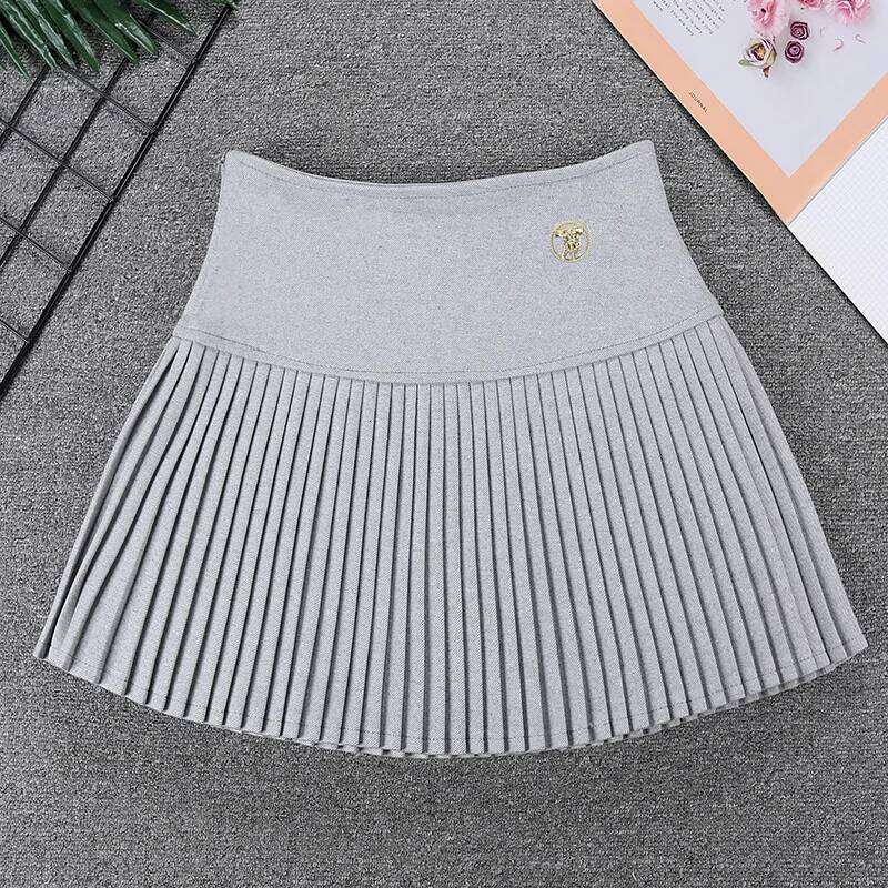 Winter New Woolen Pleated Women's High Waist Anti-light Spice Girl Y2k Mini Skirt XJ260309