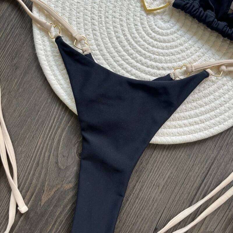 2025 Solid Color White Bikini Women Suit Low Waist Lace-up Swimsuit Two-piece Set swimwear women bathing suit XJ260206