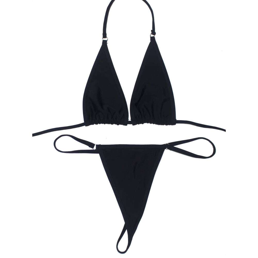 Women's Sexy Backless Triangle Bikini Set 2-Piece Strap Micro Swimsuit with Bottom for Summer Pool Parties And Beach Vacations XJ260206