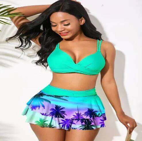 European and American new sexy swimsuit solid color lace high-waisted women's bikini XJ260206