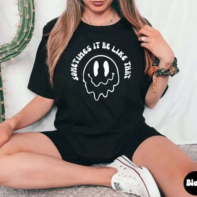 Pure Cotton Casual Women's T-shirt Smiley Face Fashionable Short Sleeve Crew Neck Top Comfortable Breathable Sweatshirt XJ260306