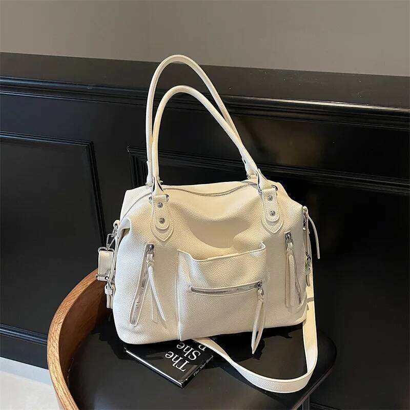 2025 New Sle Commuter Crossbody Handheld Armpit Soft Large Capaci American Retro Leather Tote Bag H260309
