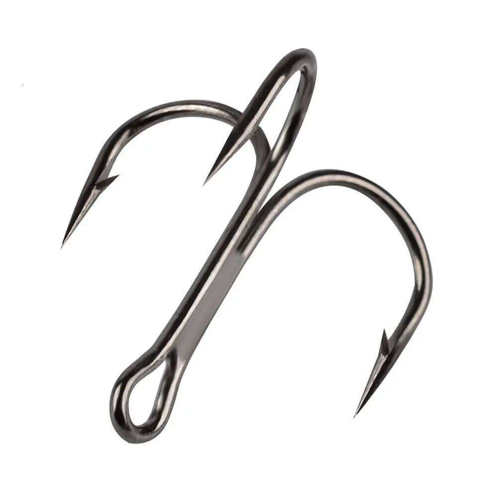 50Pcs Black Nickel Super Sharp Fishhooks Treble High Carbon Steel Matte Tin Hooks Fishing Tackle S260305