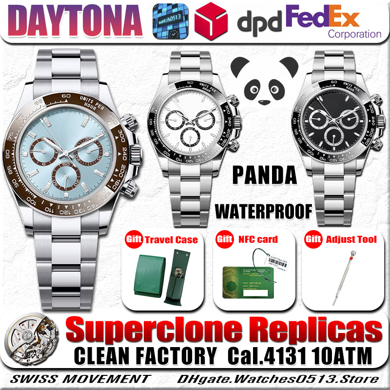 Clean Factory Luxury Watches Men Designer Watches Panda 40MM 4131 Automatic Movement 904L Stainless Steel Ceramic Sapphire Luminous Chronograph 72H Power Reserve