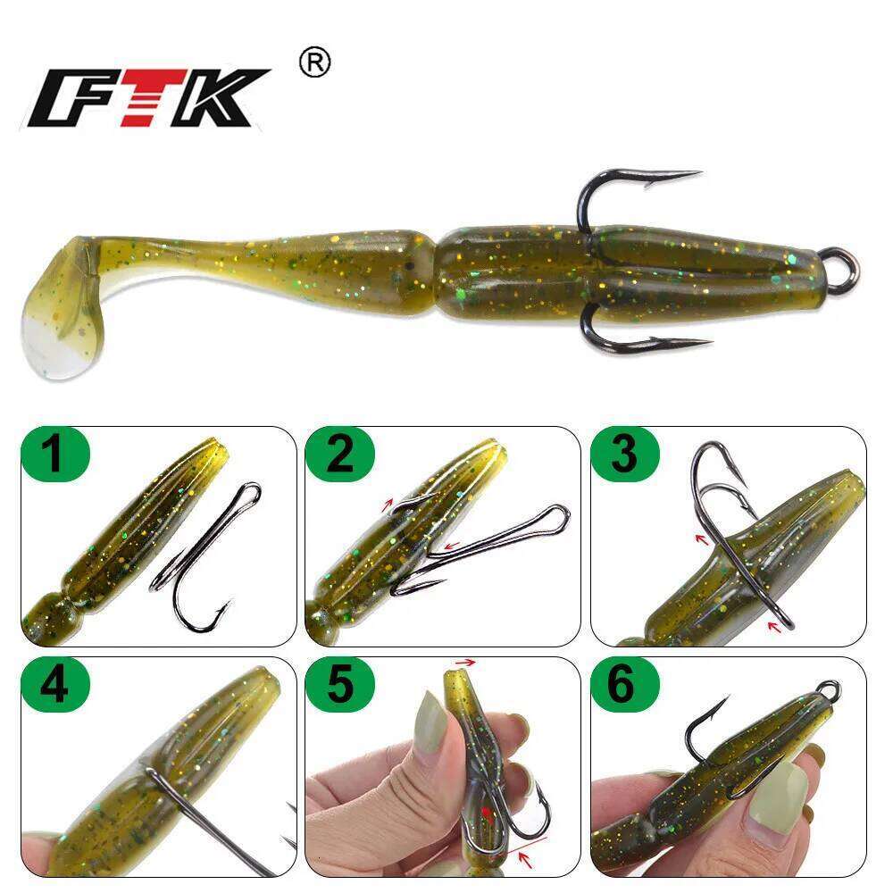 FTK 20pcs/pack Double Fishing Barbed Carp Fishhook For Soft Worm Lure High Carbon Steel Duple Hooks S260305