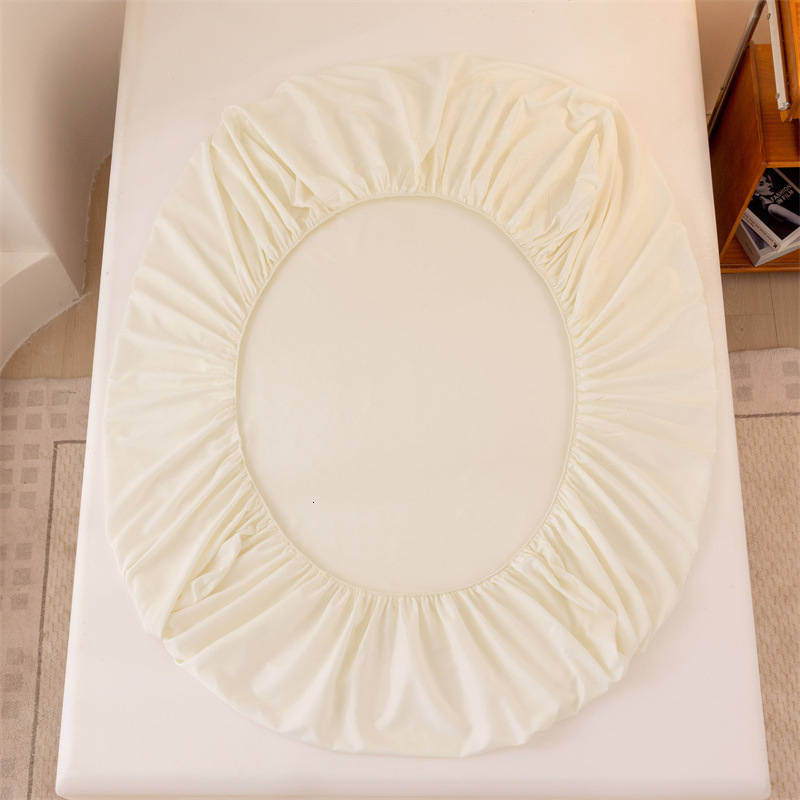 Class A Solid Color Washed Fitted Three-Piece Set Skin-Friendly Cotton Single Sheet Bed Dormitory Dustproof Mattress Cover