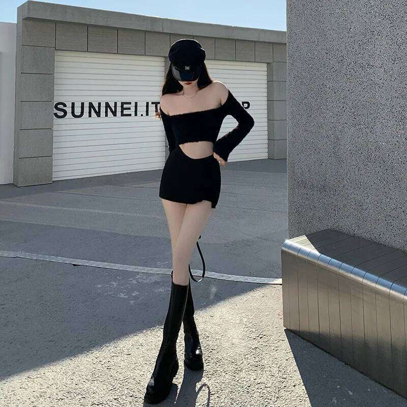 Women's High Waisted Black Mini Skort - Bodycon Butt Lifting Skirt Shorts, Slim Fit Streetwear for Summer & Fall XJ260309