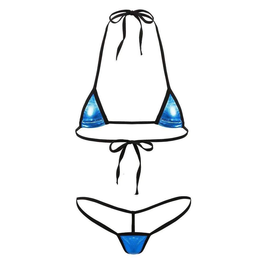 Women's Two Piece Micro Sexy Swimwear Halter Bra String Tanga Set Mini Triangle Bikini Swimsuit Lingerie XJ260206