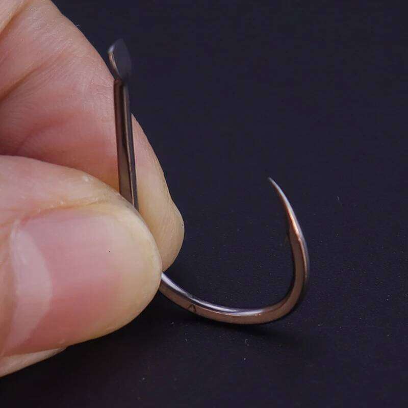 50pcs/lot Fishing Set Coating High Carbon Stainless Steel Barbed Black Color Carp Fish Hooks Sharped Flattened Fishhook S260305