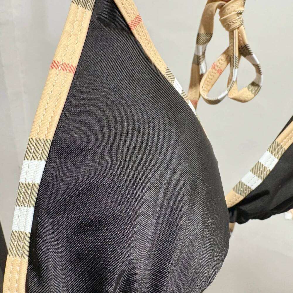 Luxury Brand Design Sexy Black Print Bikini 2 piece Set Women Halter Elastic Thong Swimsuit Beach Bathing Suit Holiday Beachwear XJ260206