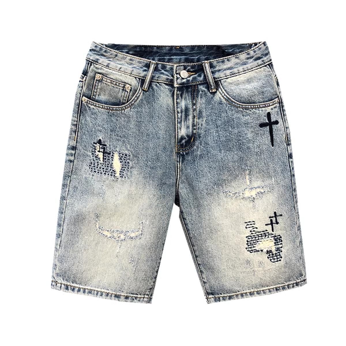 Men's Denim Jeans Shorts Casual Slim Fit Essential Designer Style Washed Distressed Stretch Fabric Knee Length Breathable Summer Daily Bottoms