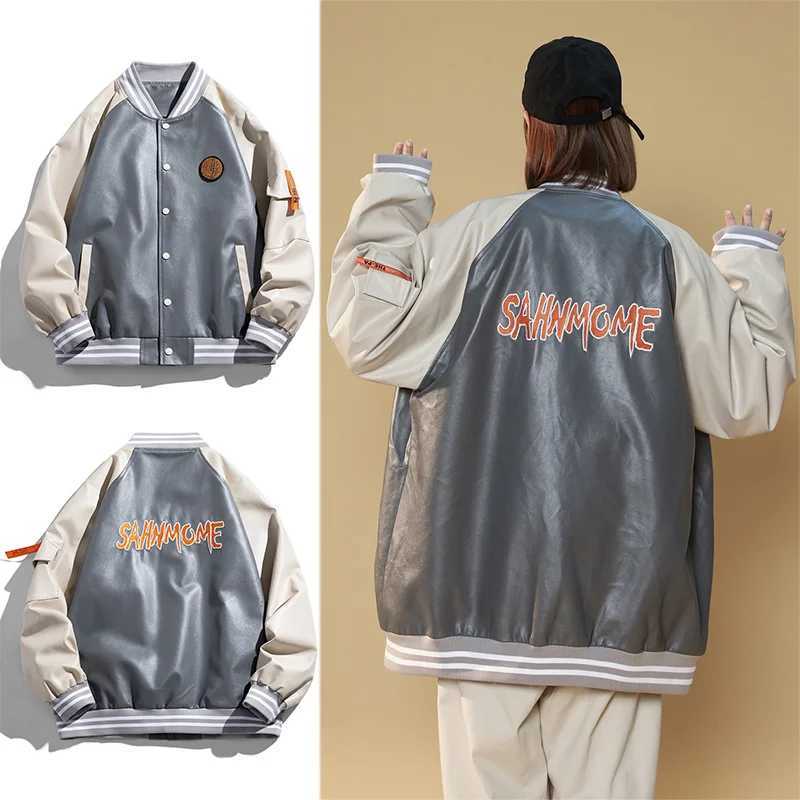 Couple Jacket Bomber Jackets American Woman Outerwear High Street Embroidered PU Leather Jacket Mens Loose Match Baseball Coat M260309
