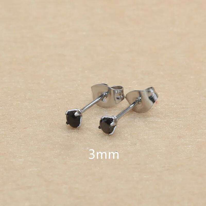 3mm AAA Round Colorful Zircons Red Stud Earrings With Stianless Steel Needle Brief Jewelry 20 Colors For Choose No Allergy H260309