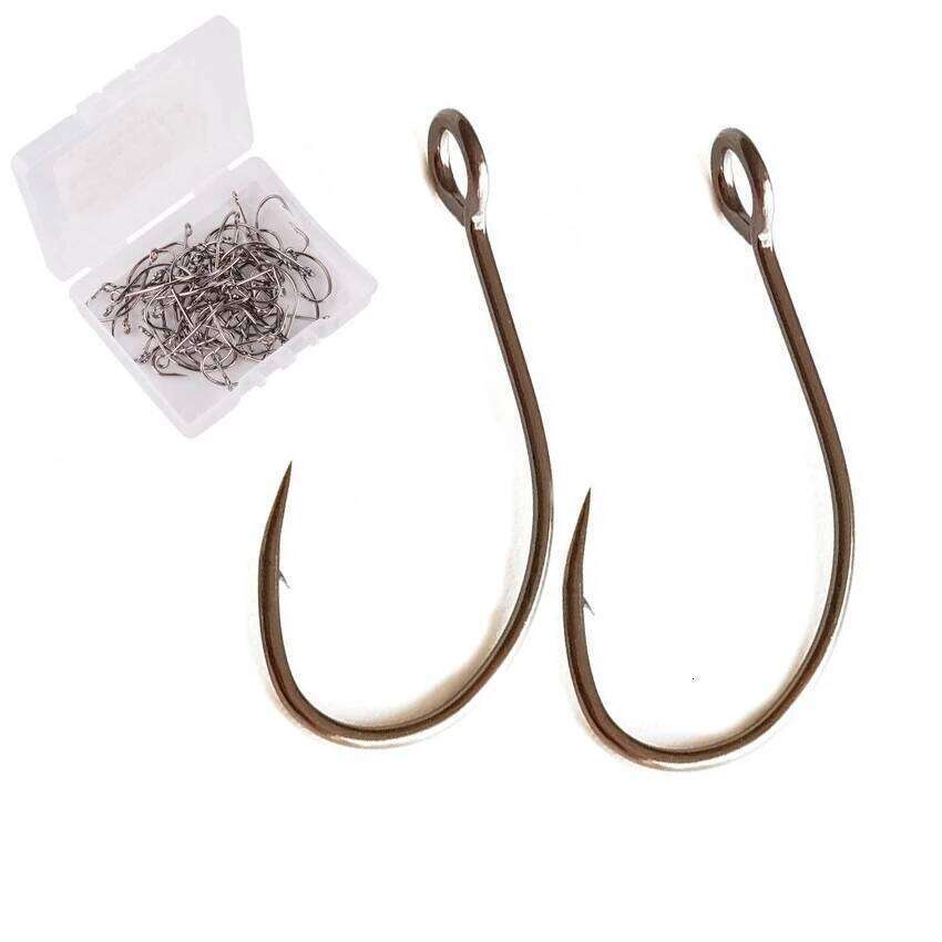 50pcs/box Big Eye For Fishing Lure Spinnerbait Hooks Barbed Round Bent Joint Hook Single Crank Fishhook S260305