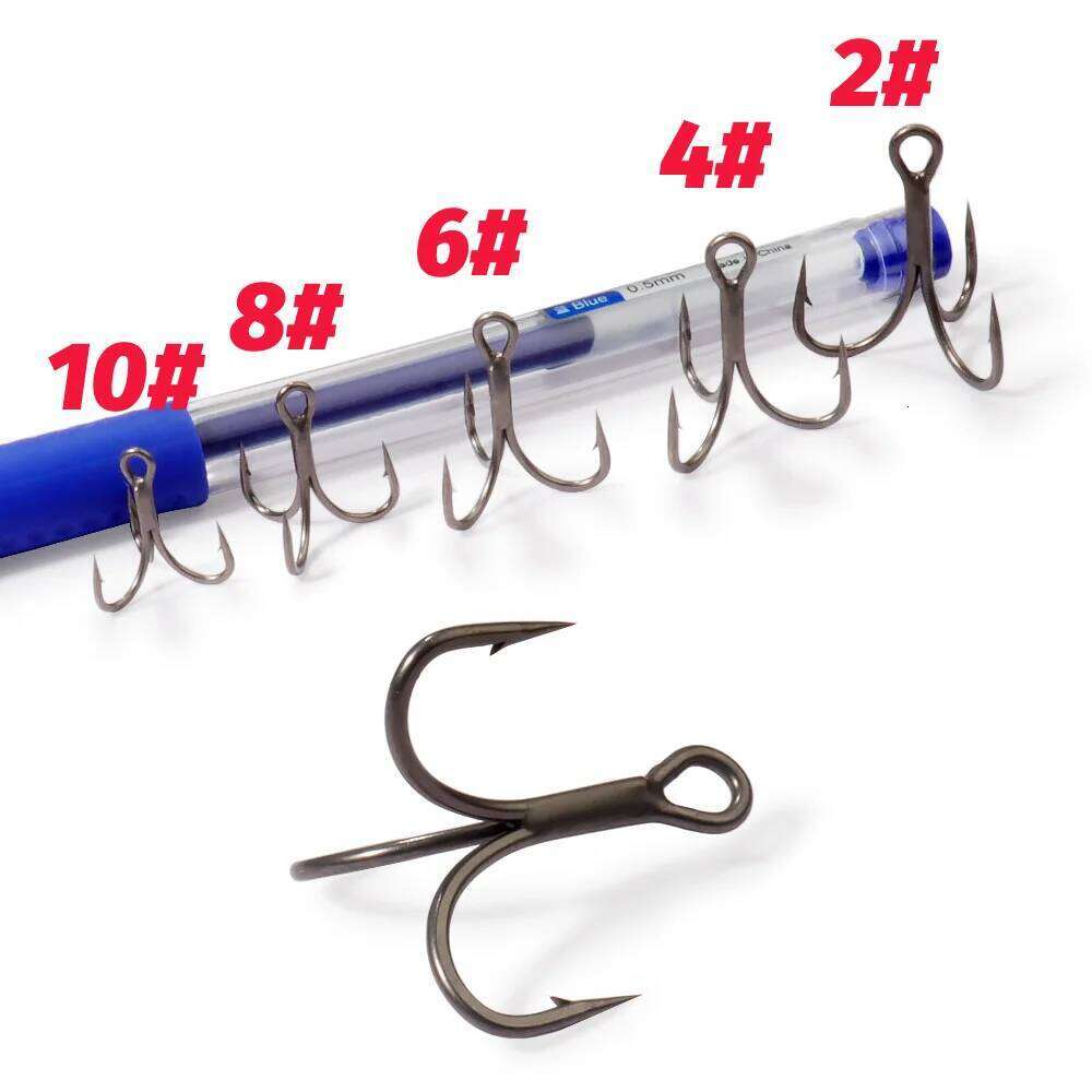 20PCS Teflon Treble Hooks 2#-10# Fishhooks Angle Barbed Sharp High Carbon Steel Nickel Antirust Lure Fishing Tackle Fish Hook S260305