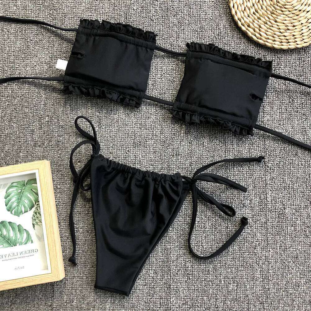 Ruched Bikinis Sexy String Swimsuit Women Extrem Bikini Swimwear Bathing Suit Trend Beach Wear Mayo Tangas Maillot De Bain Femme XJ260206