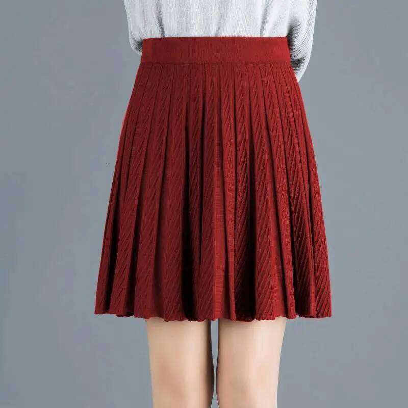 Spring Fashion Korean New Student A-line Skirt Women Solid Elastic High Waist Shirring Design Versatile Pleated Half Skirts XJ260309
