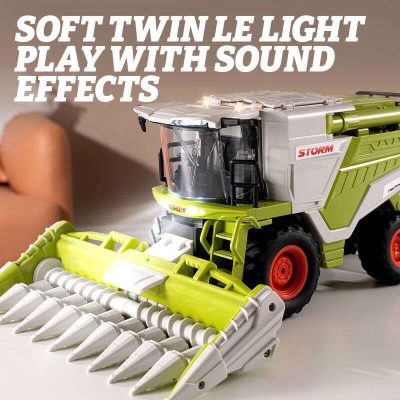 RC Farm Tractor Toy 2.4G Remote Control Combine Harvester Truck with Sounds Lights & Spray 1:24 High Simulation Toddlers Vehicle C260306