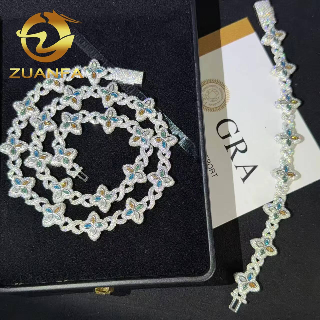Ready to Ship 15mm Cuban Link Moissanite Hip Hop Jewelry 925 Silver Iced Out Cuban Link Pass Diamond Chain