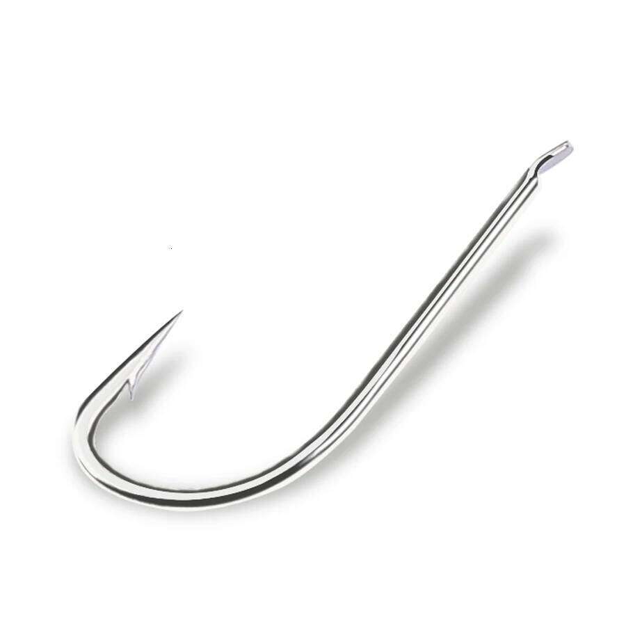 FTK 100PCS Saltwater High Carbon Steel White Single Worm Hook Crank Barbed Fishhook for Bass Fishing Tackle S260305