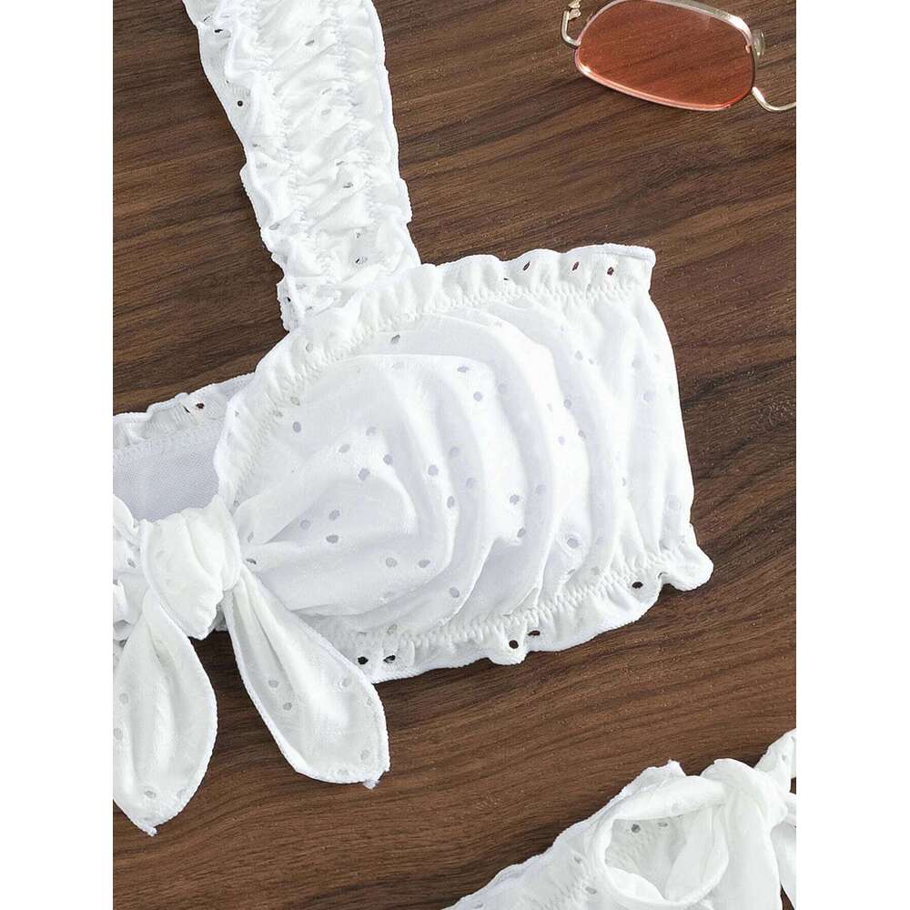 Schiffy Knot Front Tie Side Bikinis 2025 White Swimsuit Women Swimwear Female Sexy Bathers Bathing Swimming Swim Suit Beachwear XJ260206