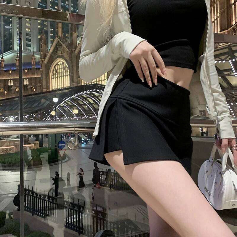 Gidyq Women Sexy Mini Summer Korean Fashion Female Slim Slit Skirts Y2K Casual All Match Student A Line Skirt New XJ260309