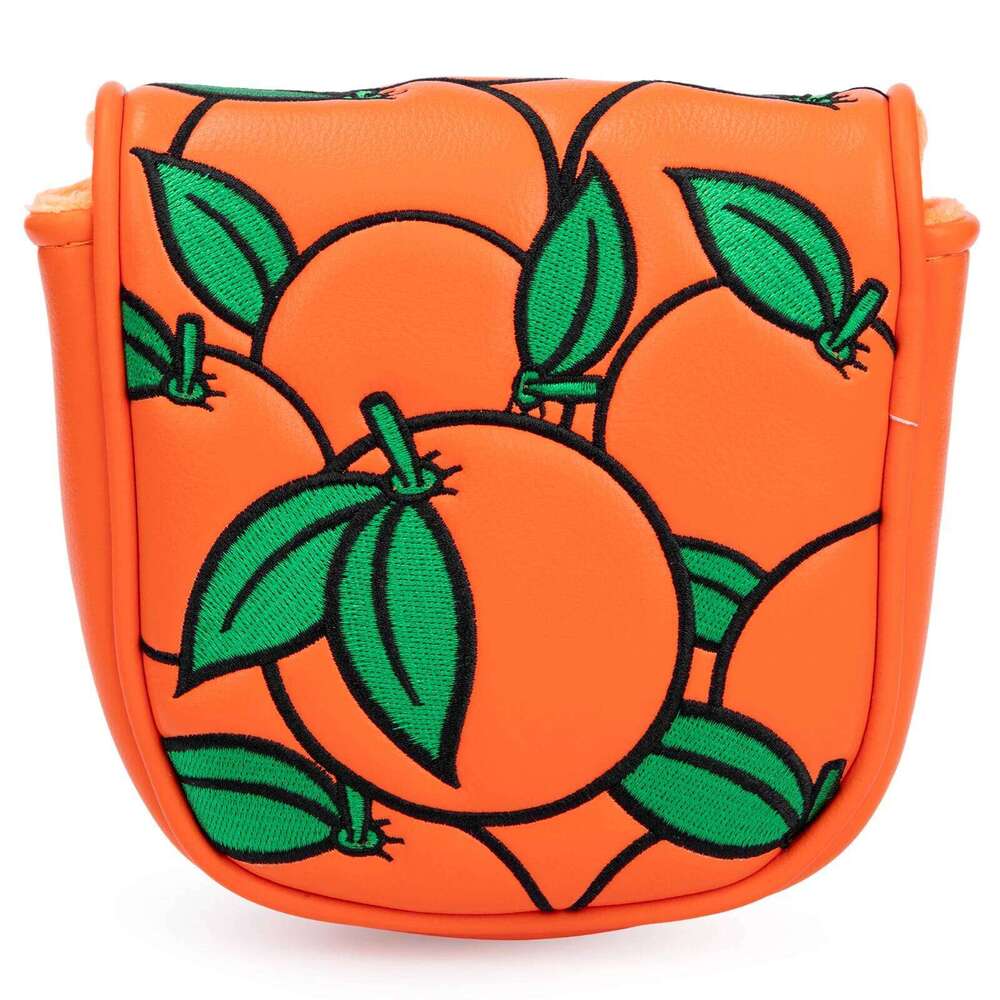 Exquisite Embroidery Orange DF3 Mallet Putter Headcover with Magnetic Closure Club Covers Leather Mal 26Y0309