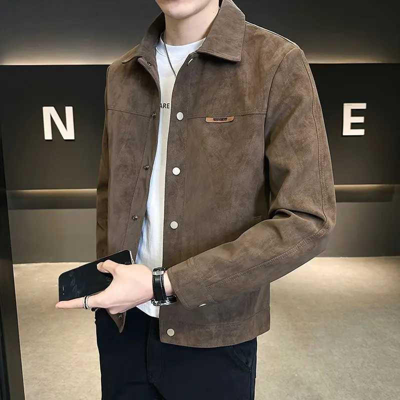 Spring and Autumn 2026 Jacket Mens Trendy Lapel Trend Suede Spring Clothes Mens Jacket Mens M260309