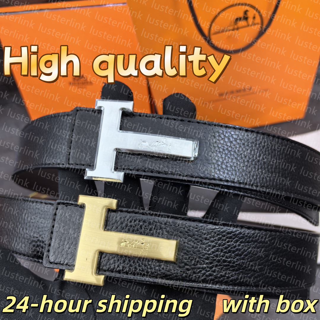High quality luxury mens designer belt men belts ceinture men h belt luxury belt mens womens color gold and silver glossy buckle belt length 95-125CM with box 2026