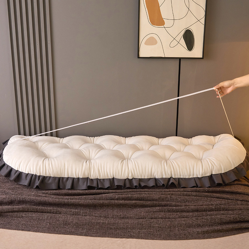 Premium bedside cushion bedroom double bed pillow milky white tatami soft bag backrest anti-collision cushion straps