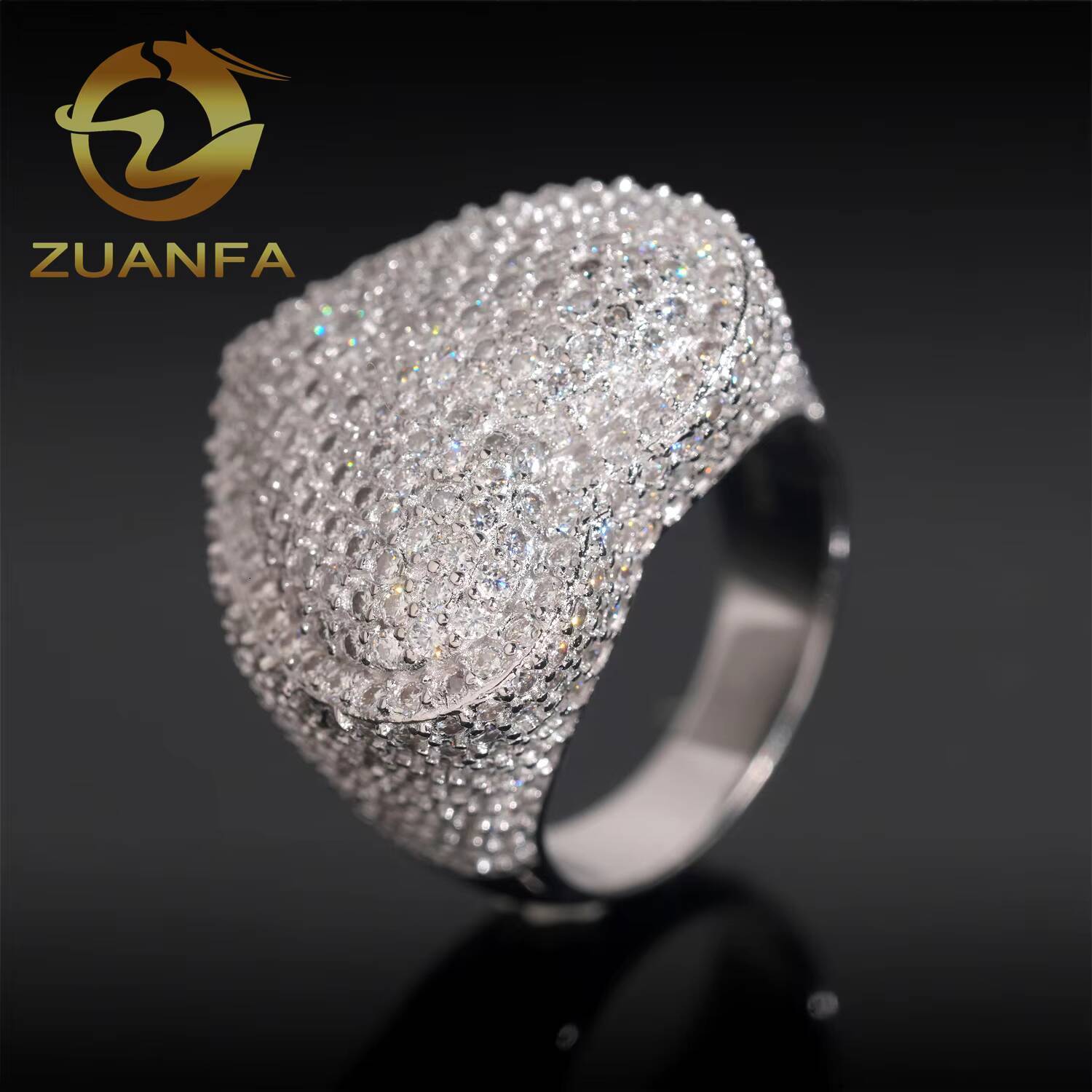 Iced Out Heart Shape Cuban Moissanite Ring 925 Sterling Silver Hip Hop Ring Pass Diamond Tester Men Ring