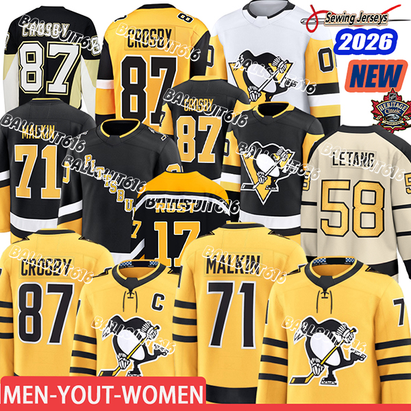 #87 Sidney Crosby pittsburgh hockey jersey penguin jersey Kris Letang Erik Karlsson #58 Letang A Hockey Jerseys