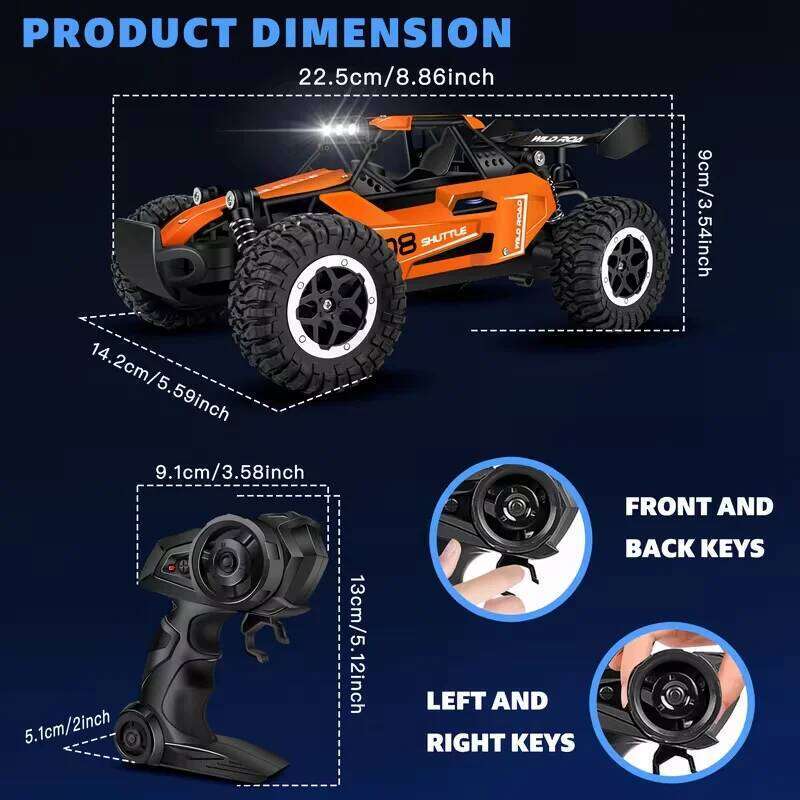 DK087 Off-Road All Terrain Truck 20KM/H 2WD Remote Control Car 1:16 Metal Shell LED Headlights Hobby RC Vehicle Toy Gifts C260306