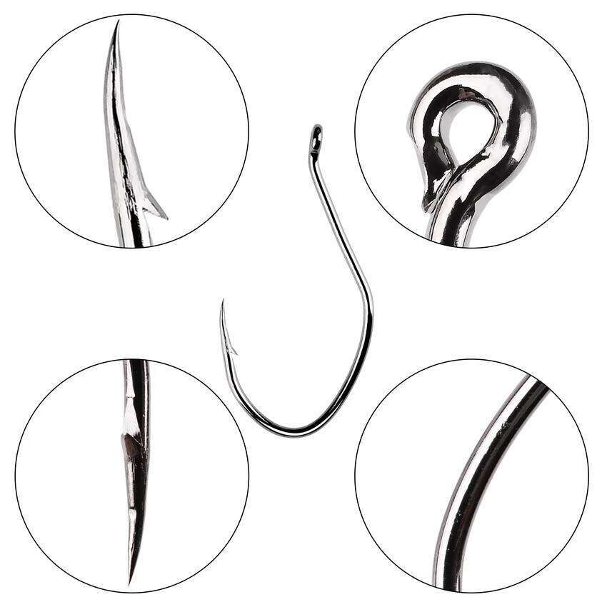 10pcs/Box Barbed Hooks High Carbon Steel Catfish 6/0 -10 Fishhook V Sharp Circle Hook Fishing Tackle Box S260305 356